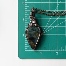 Load image into Gallery viewer, Large Labradorite Teardrop &amp; Copper Wrapped Pendant
