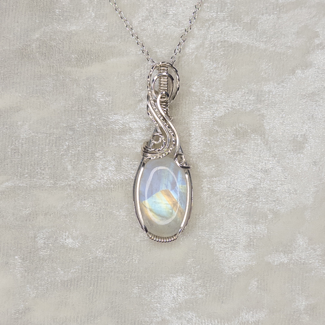 Rainbow Moonstone .925 Sterling Silver Pendant