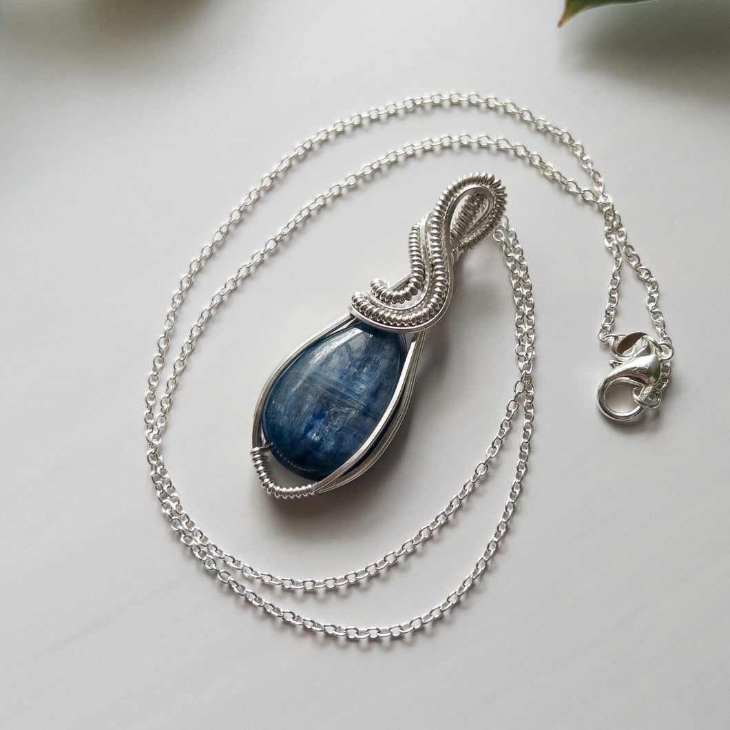 Kyanite & Sterling Silver Wrapped Pendant