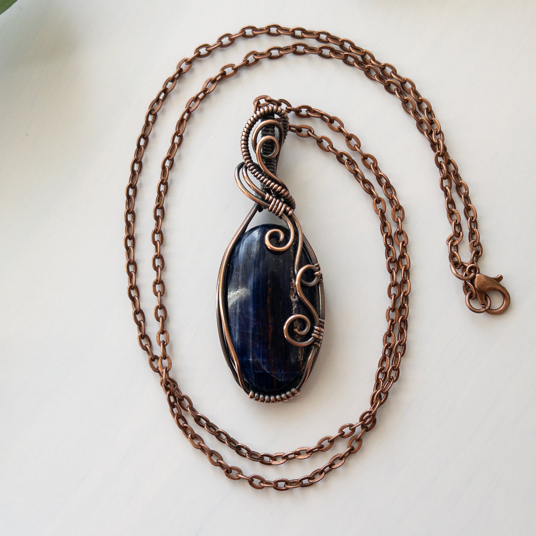 Sodalite & Copper Wrapped Pendant