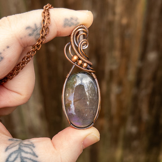 Sunset Labradorite Copper Wrapped Pendant