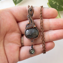 Load image into Gallery viewer, Moss Agate With Labradorite Charm Copper Wrapped Pendant
