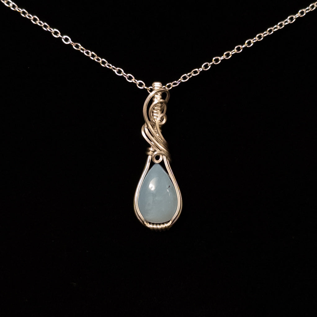 Blue Opal Sterling Silver Pendant