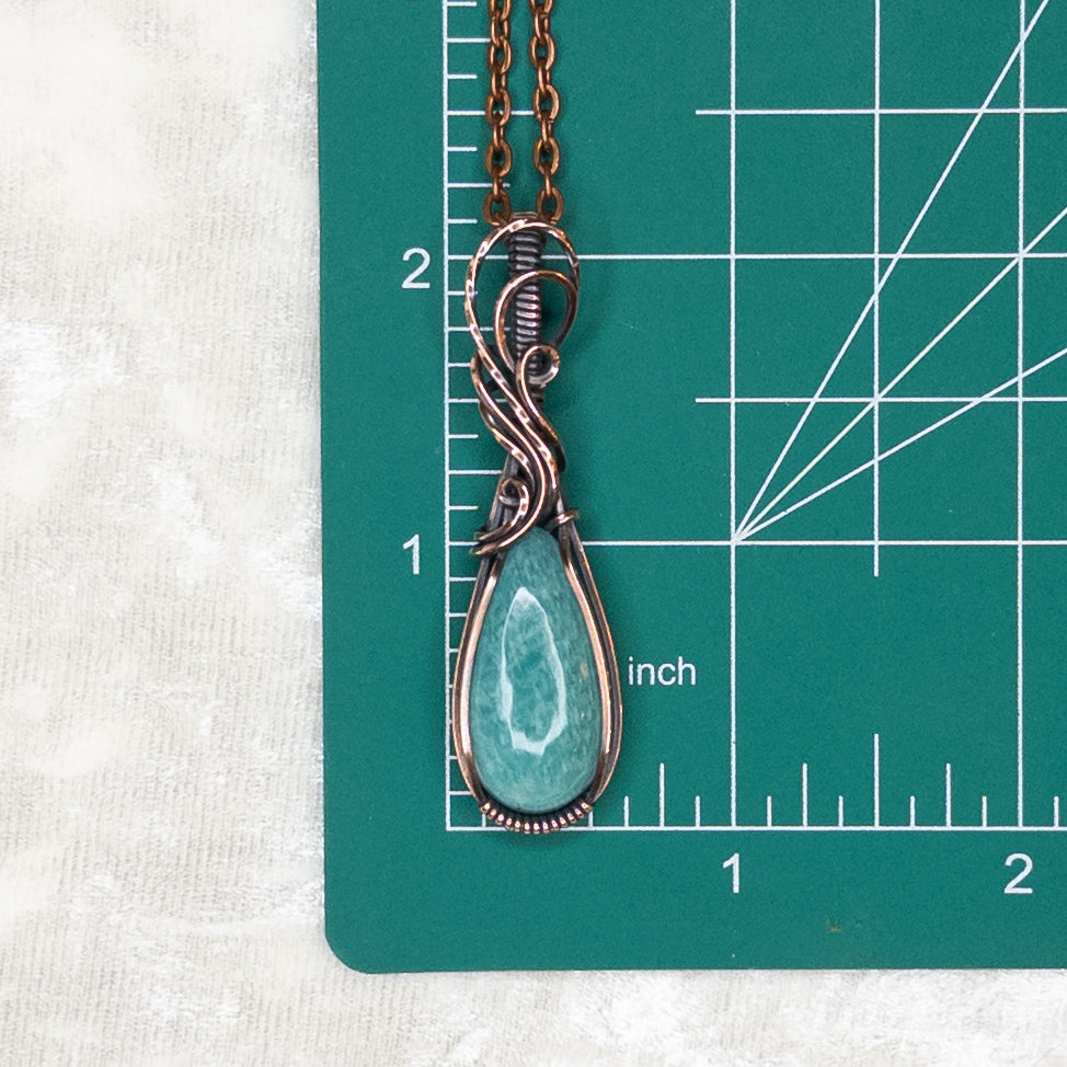 Amazonite Antiqued Copper Pendant