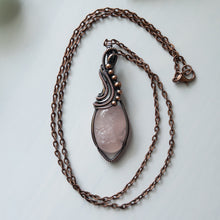 Load image into Gallery viewer, Rose Quartz &amp; Copper Wrapped Pendant
