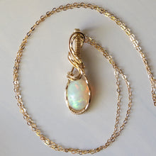 Charger l&#39;image dans la galerie, Tethys - Opal &amp; Gold Fill Wire Wrapped Pendant
