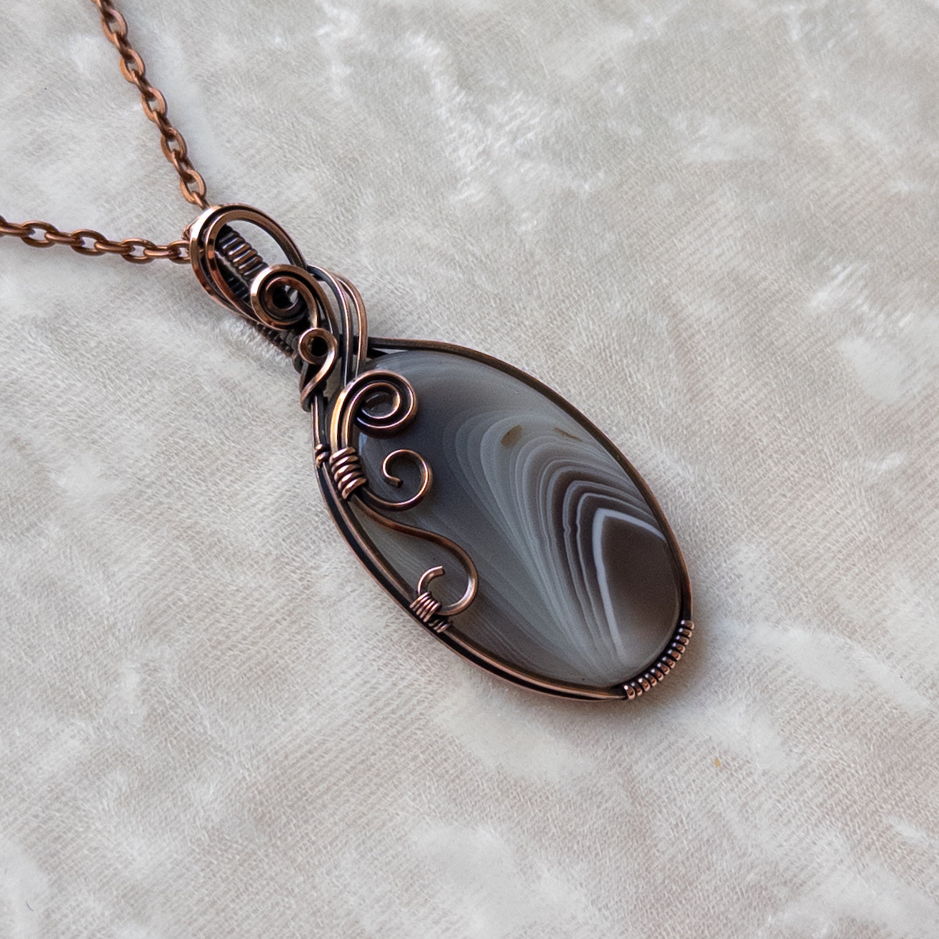 Botswana Agate Antiqued Copper Pendant