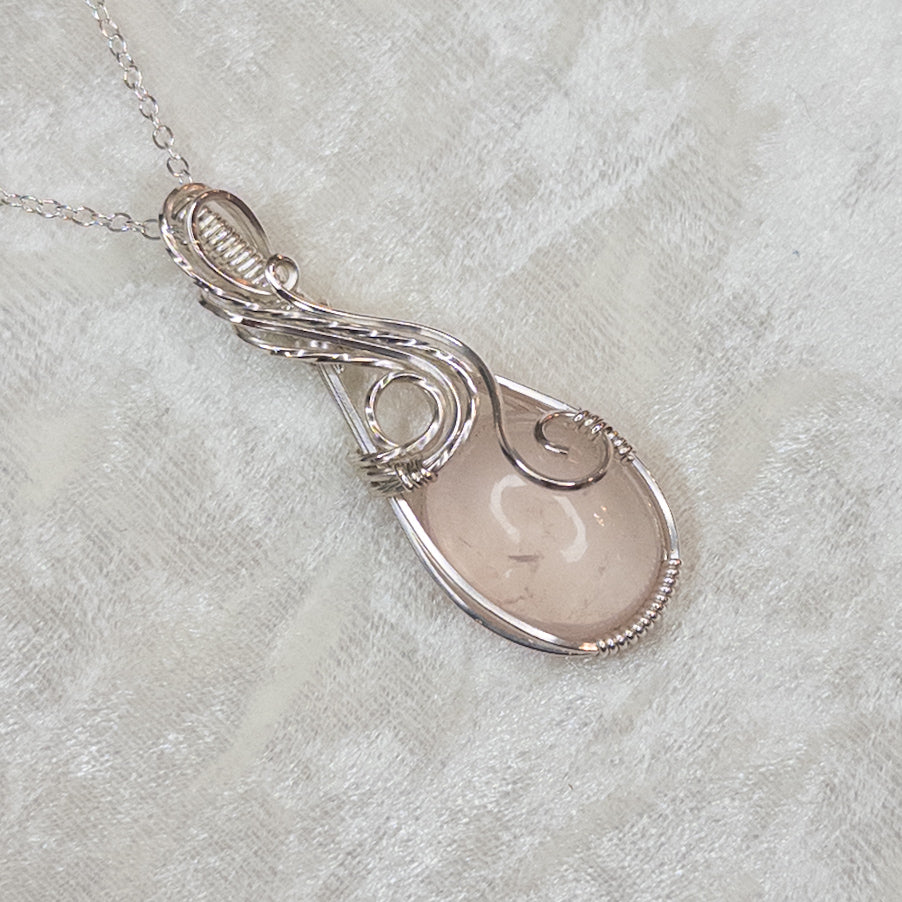 Rose Quartz .925 Sterling Silver Pendant