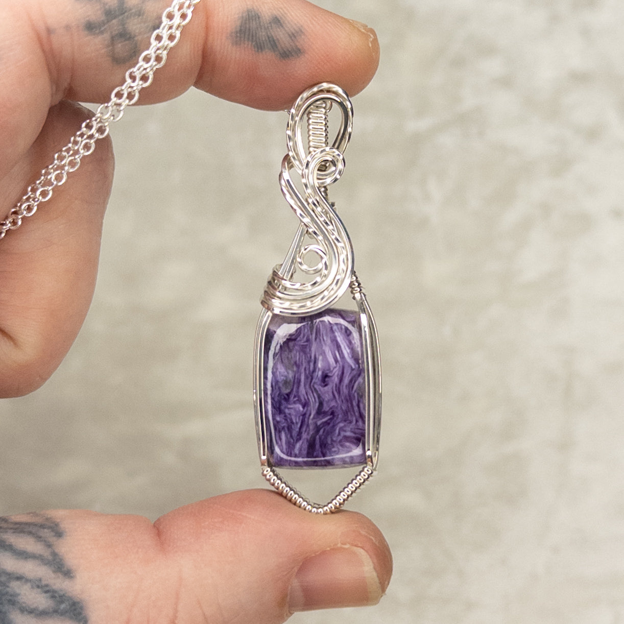 Charoite .925 Sterling Silver Pendant