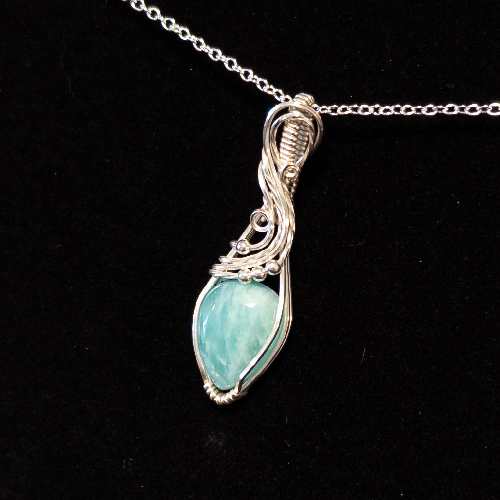 Dainty Amazonite .925 Sterling Silver Pendant