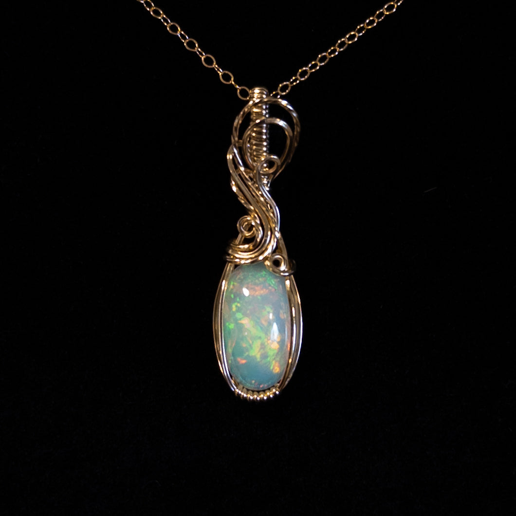 4ct. Ethiopian Opal & 14K. Gold-Filled Pendant