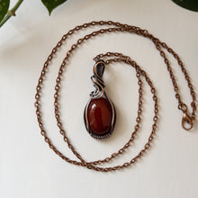 Load image into Gallery viewer, Carnelian &amp; Copper Wrapped Pendant
