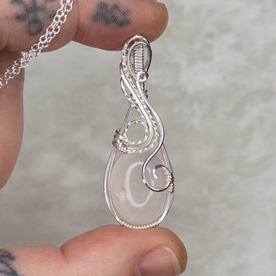 Rose Quartz .925 Sterling Silver Pendant