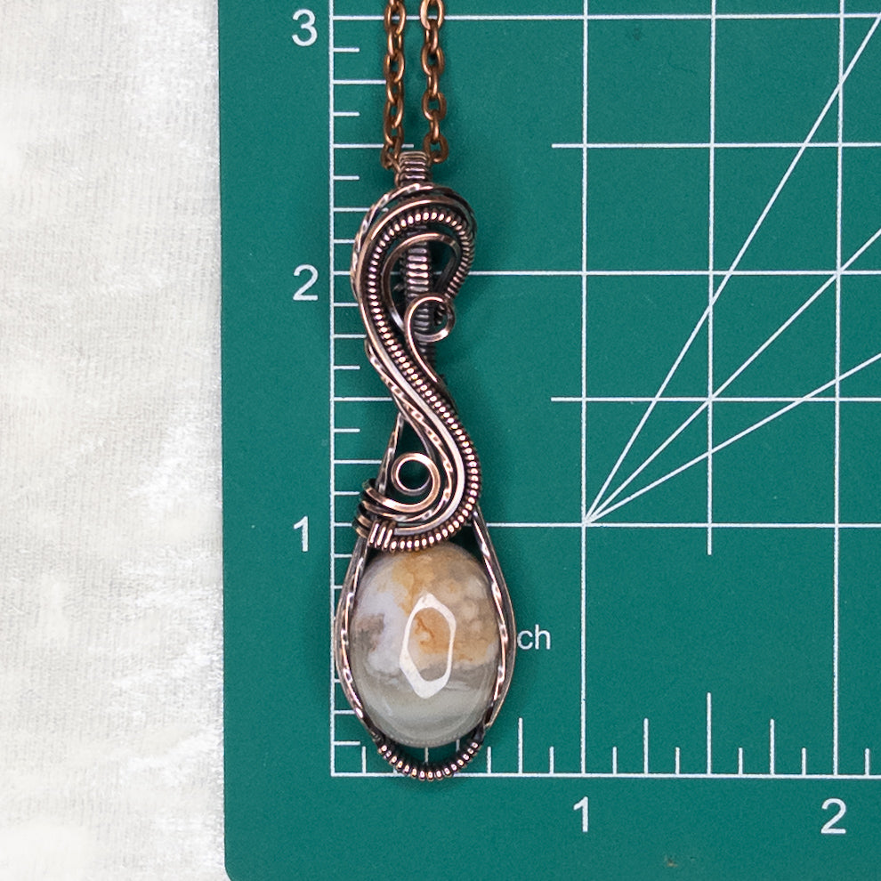 Flower Agate Antiqued Copper Pendant