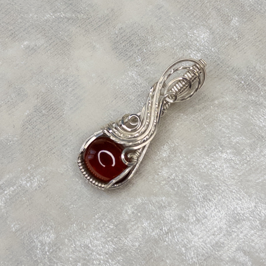 Hessonite Garnet & .925 Sterling Silver Pendant