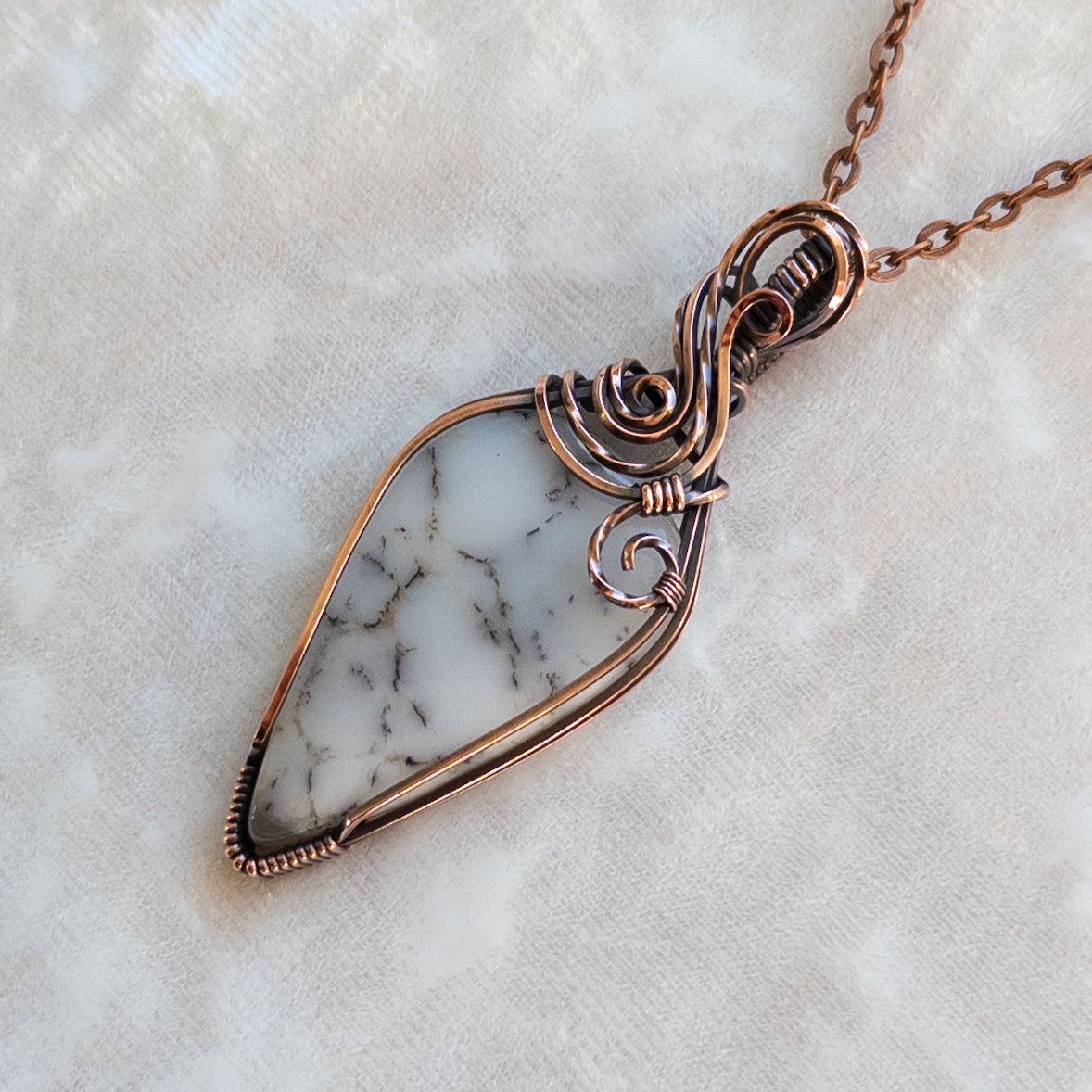 Dendritic Opal Antiqued Copper Pendant