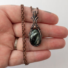 Load image into Gallery viewer, Seraphinite “Elixir” Antiqued Copper Wrapped Pendant
