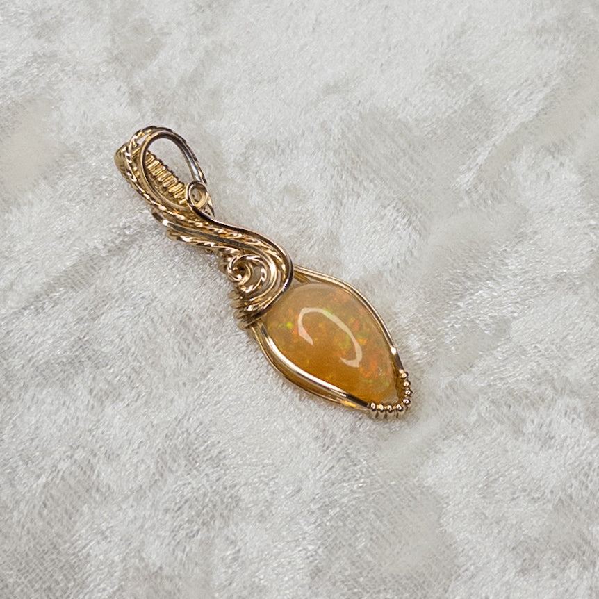 3.10ct. Ethiopian Opal & 14K. Gold-Filled Pendant