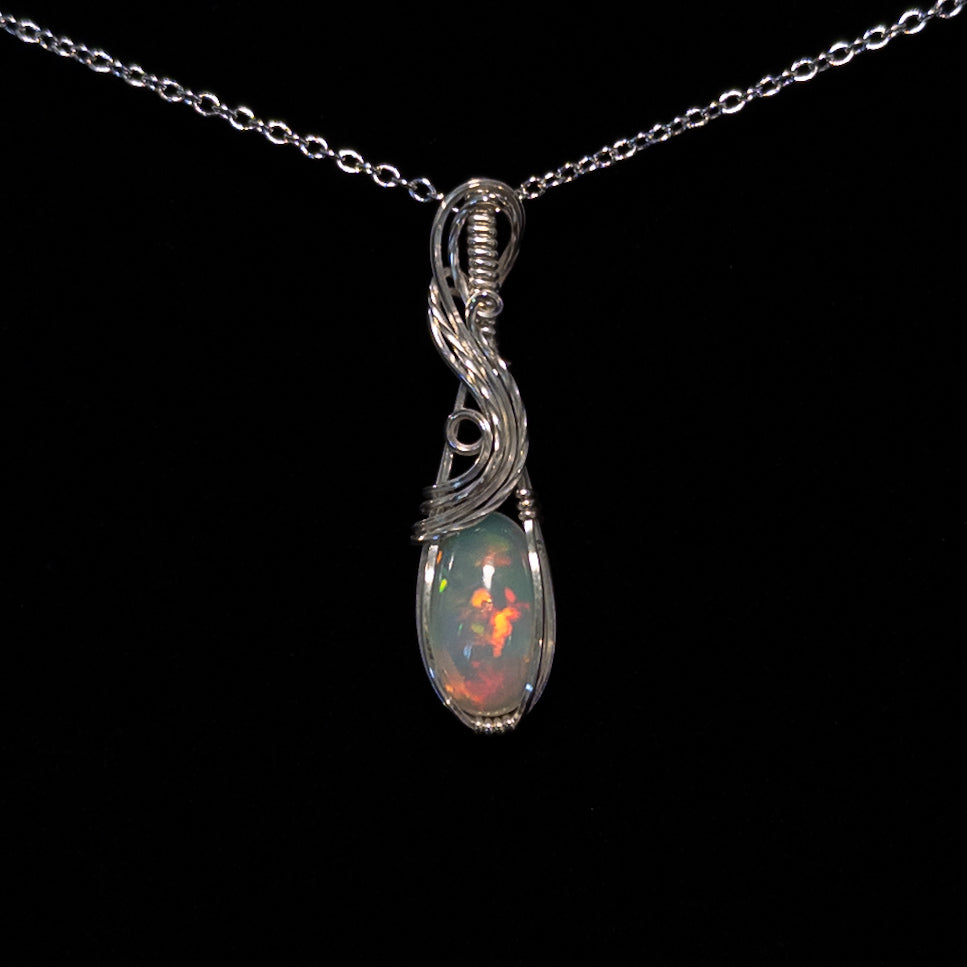3ct. Ethiopian Opal .925 Sterling Silver Pendant