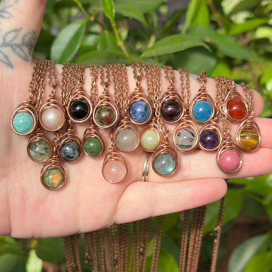 Mini Gemstone Copper Pendants