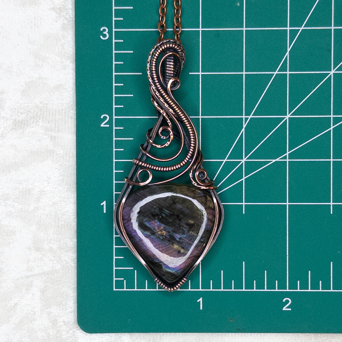 Purple Labradorite Antiqued Copper Pendant