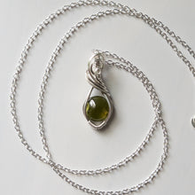 Load image into Gallery viewer, Peridot &amp; Sterling Silver Wrapped Mini Pendant
