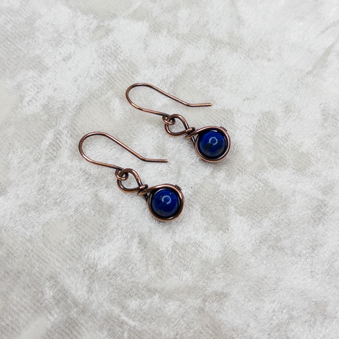 Lapis Antiqued Copper Earrings