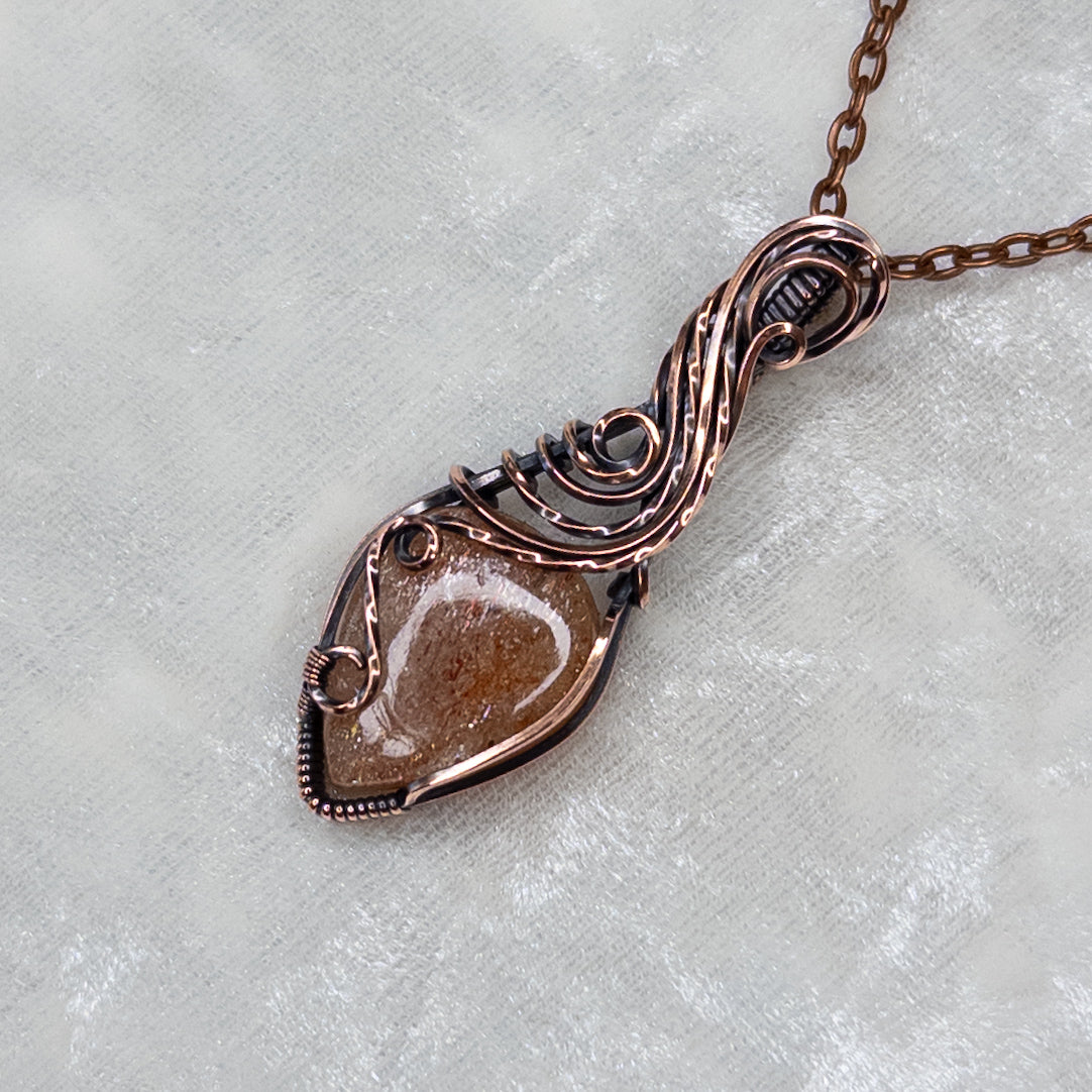 Confetti Sunstone Antiqued Copper Pendant