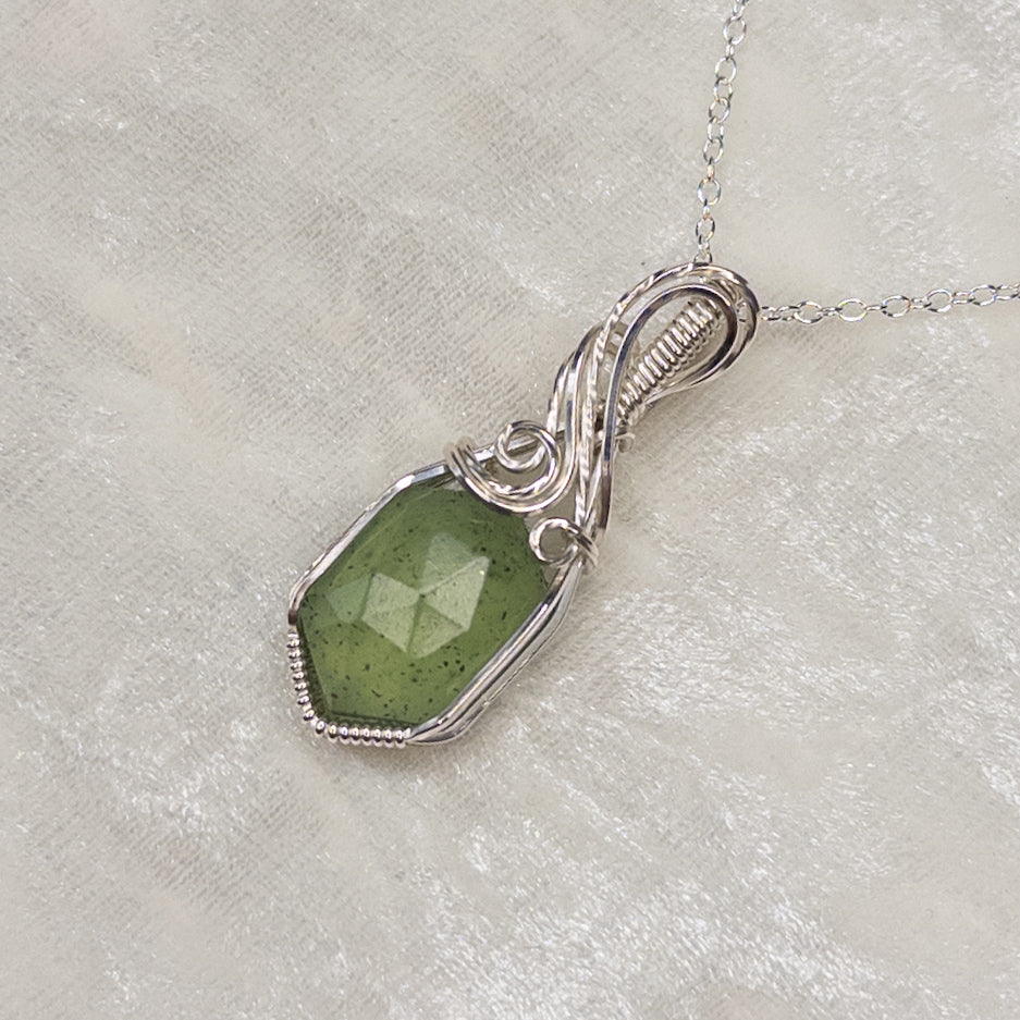 Moss Serpentine Sterling Silver Pendant