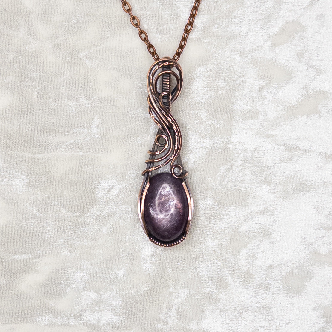 Lepidolite Antiqued Copper Pendant