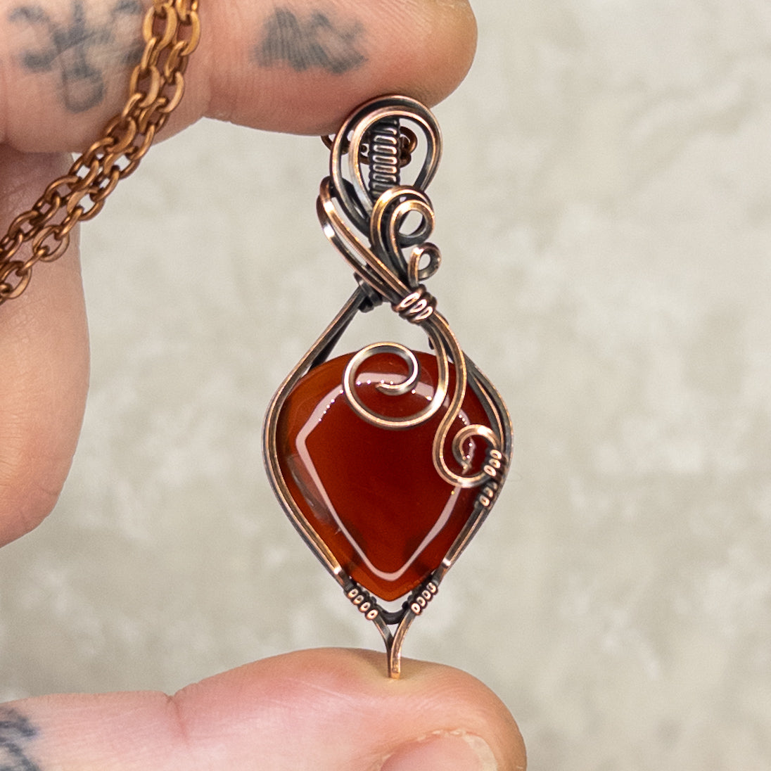 Carnelian Antiqued Copper Pendant