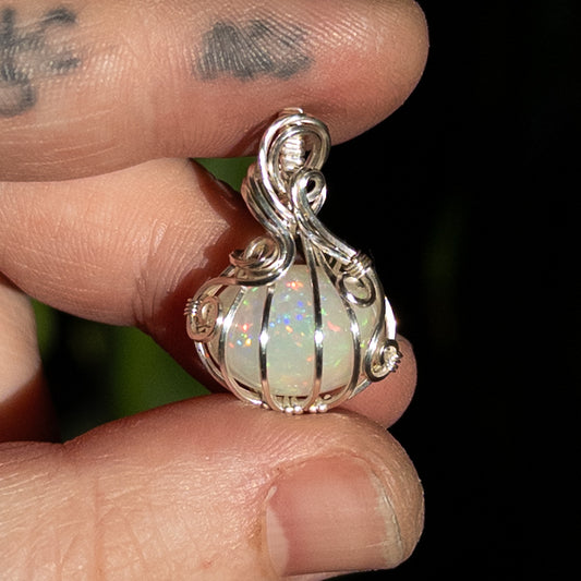 5.6 ct. Ethiopian Opal Pumpkin Pendant - Solid Sterling Silver
