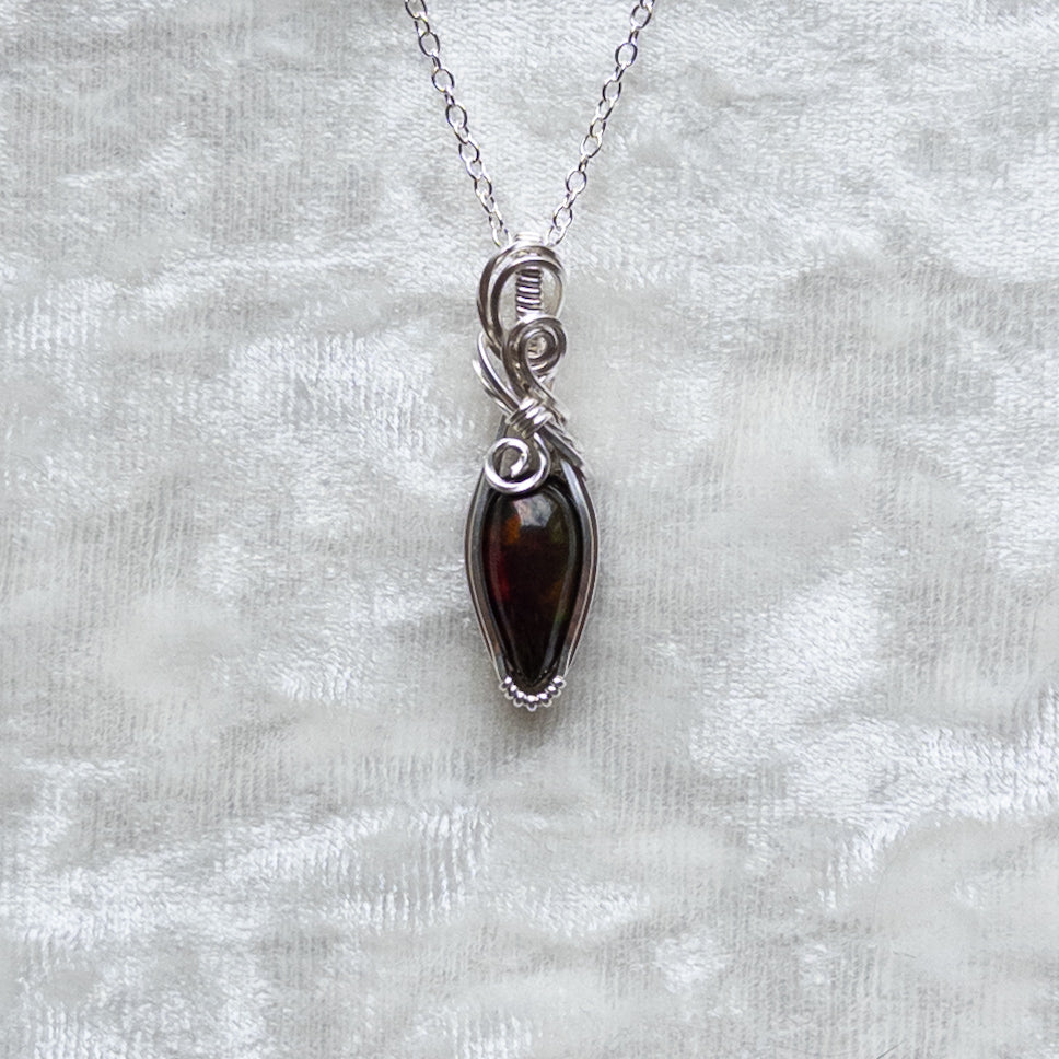 3.5 ct. Black Opal Pendant - Solid Sterling Silver