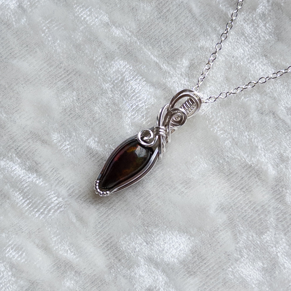 3.5 ct. Black Opal Pendant - Solid Sterling Silver