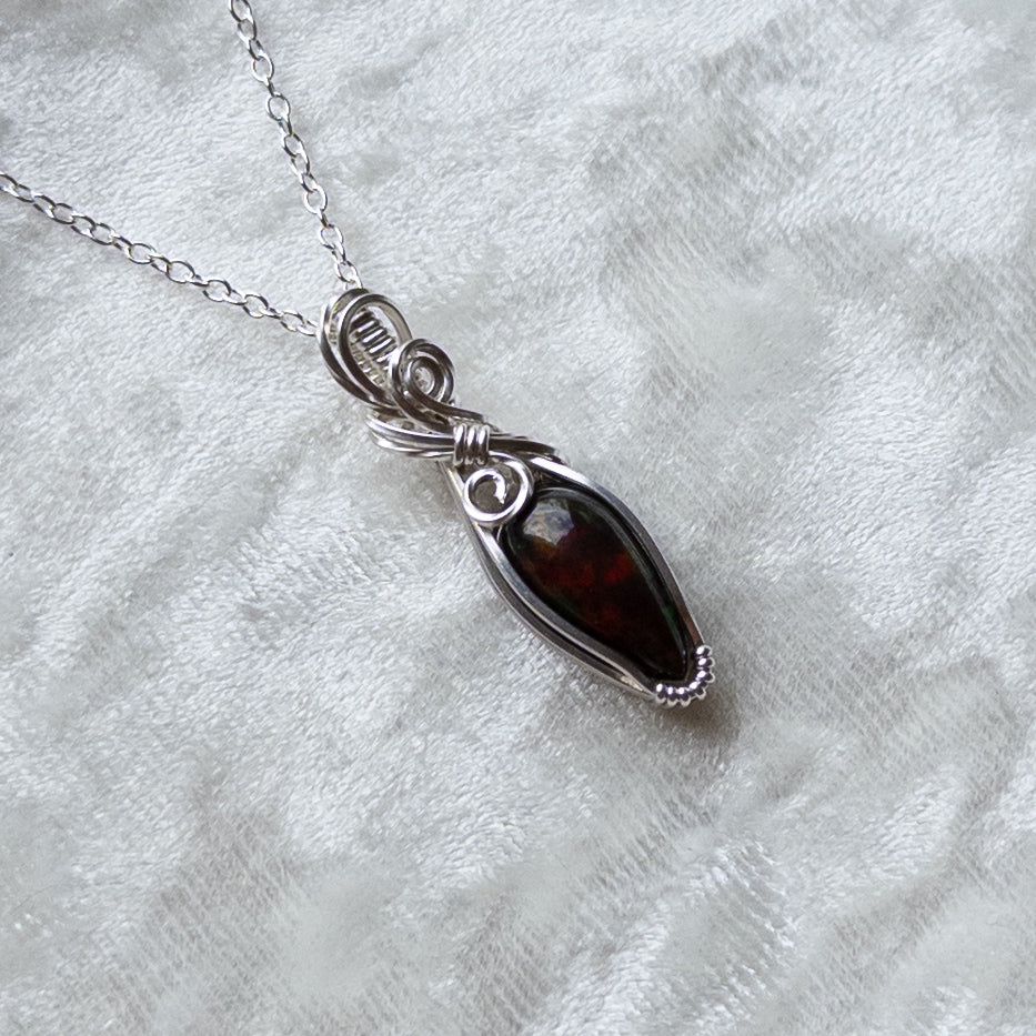 3.5 ct. Black Opal Pendant - Solid Sterling Silver