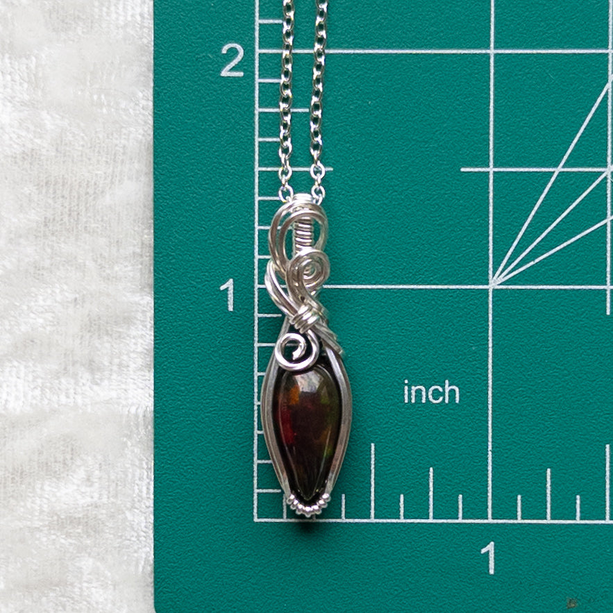3.5 ct. Black Opal Pendant - Solid Sterling Silver