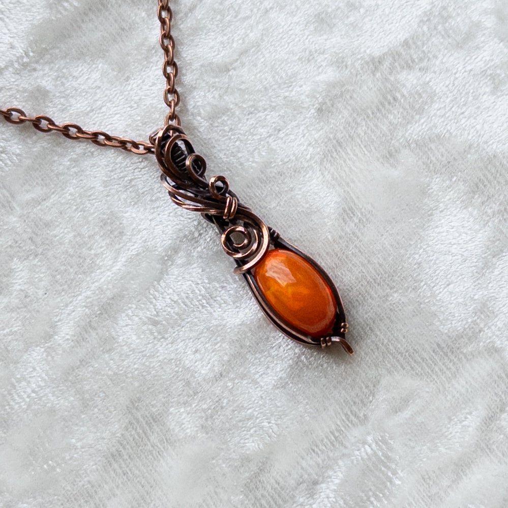 3.95 ct. Orange Ethiopian Opal Pendant - Antiqued Copper