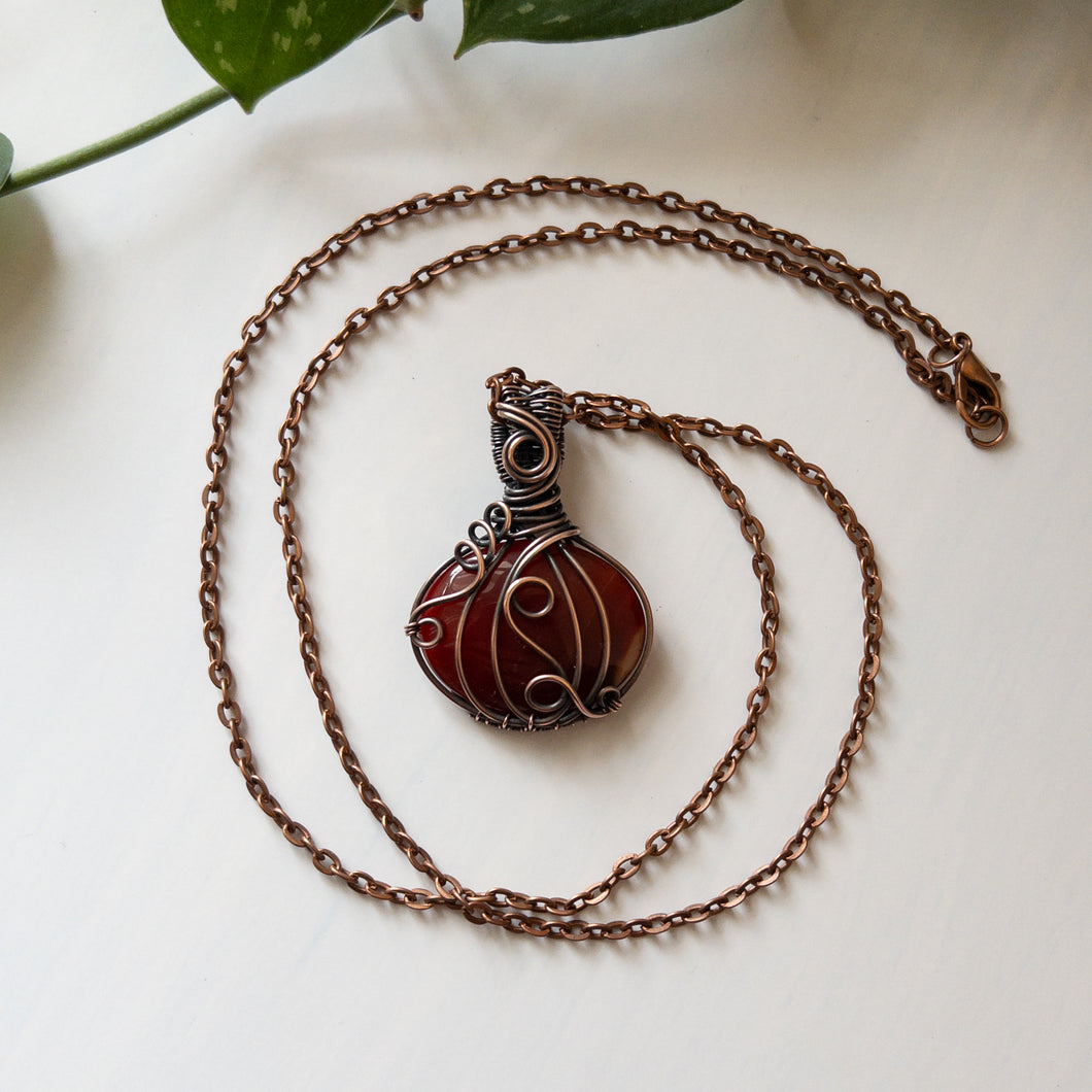 Pumpkin Pendant - Carnelian & Copper