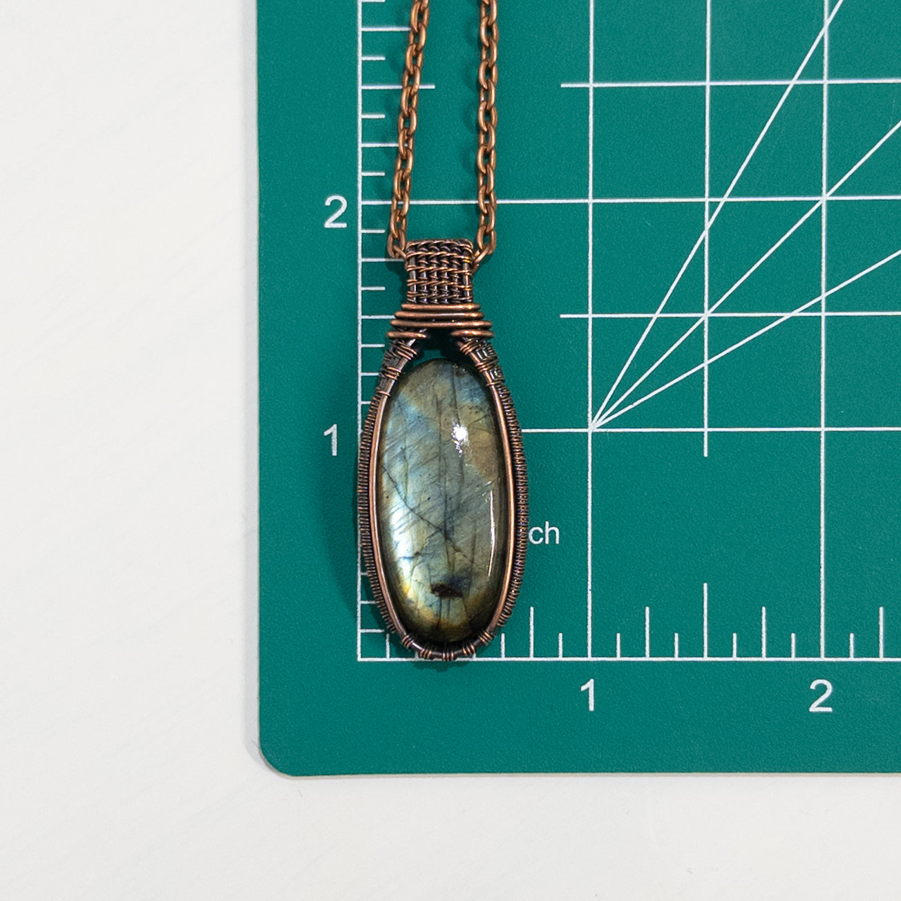 Labradorite Woven Copper Pendant