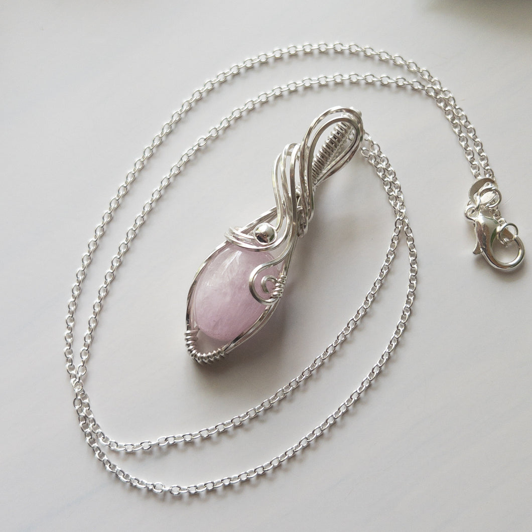 Kunzite & Sterling Silver Wrapped Pendant