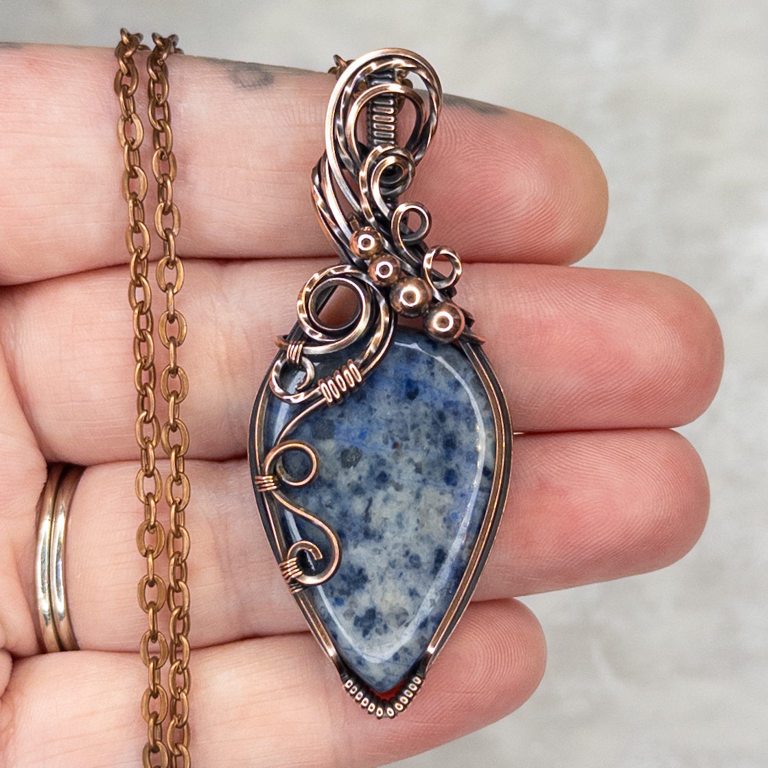 Dumortierite Antiqued Copper Pendant