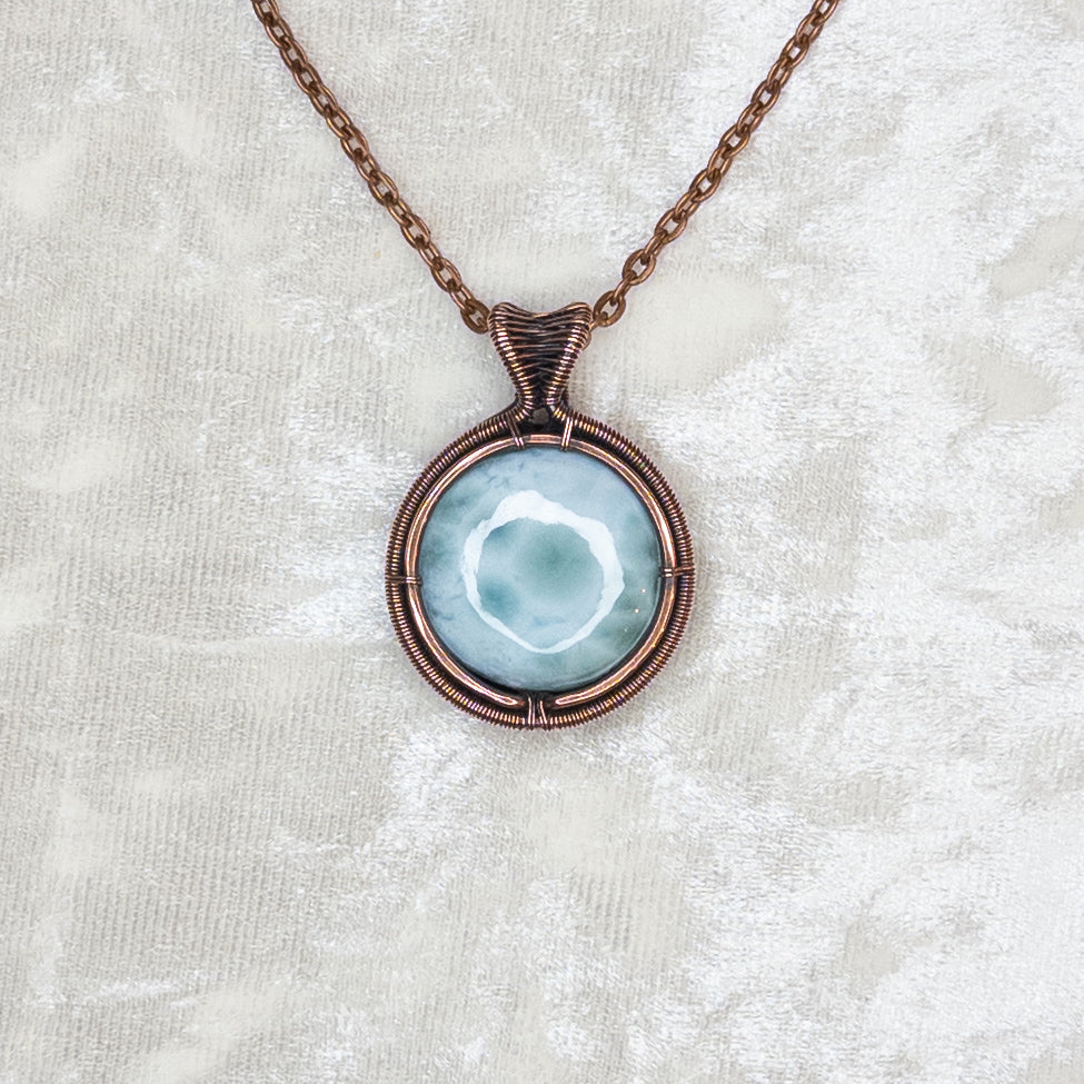 Larimar Antiqued Copper Medallion Pendant