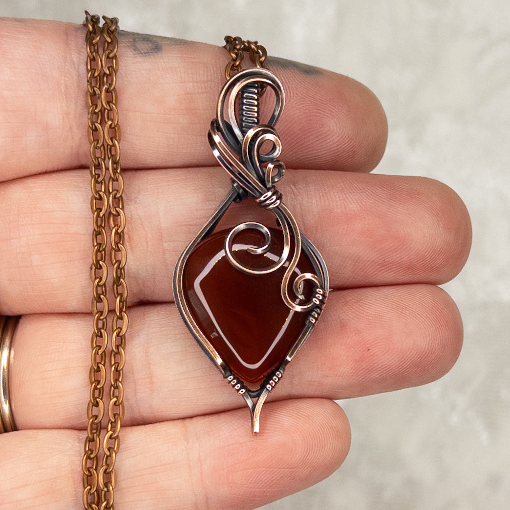 Carnelian Antiqued Copper Pendant