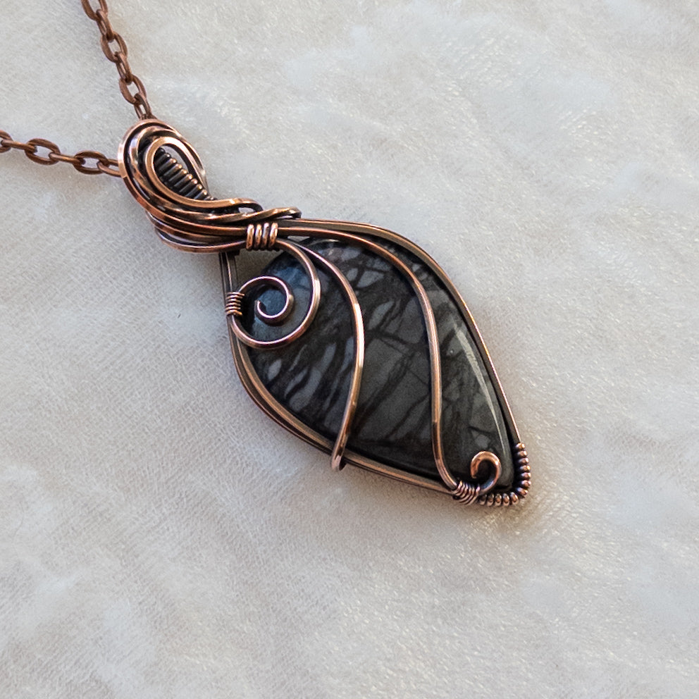 Picasso Jasper Antiqued Copper Pendant