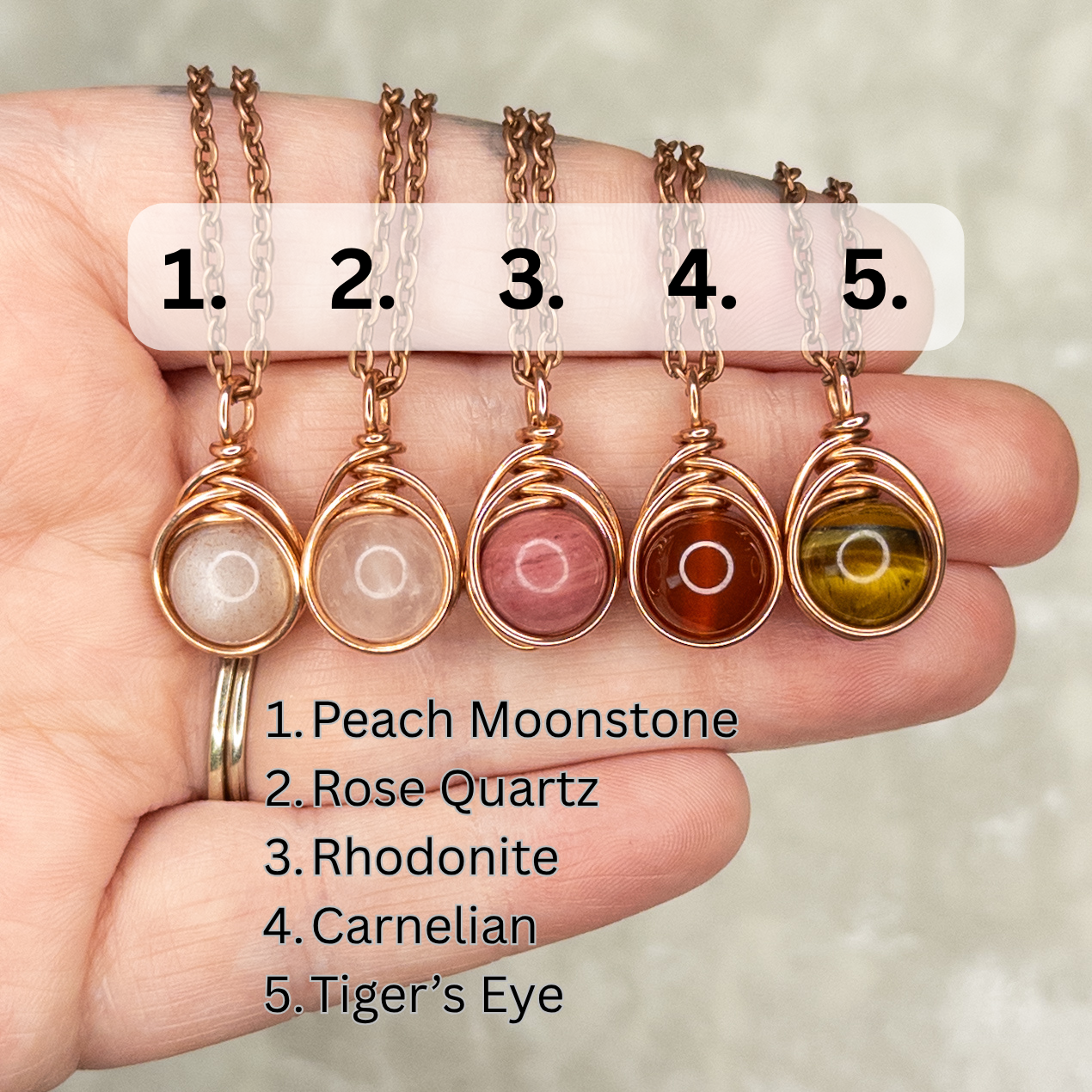 Mini Gemstone Copper Pendants
