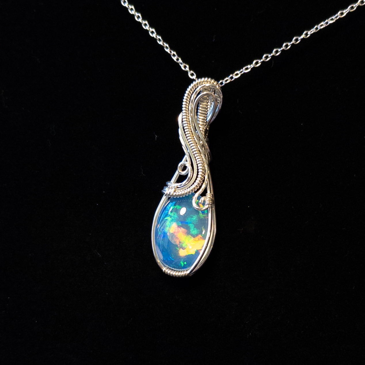 11.75ct. Ethiopian Opal .925 Sterling Silver Pendant