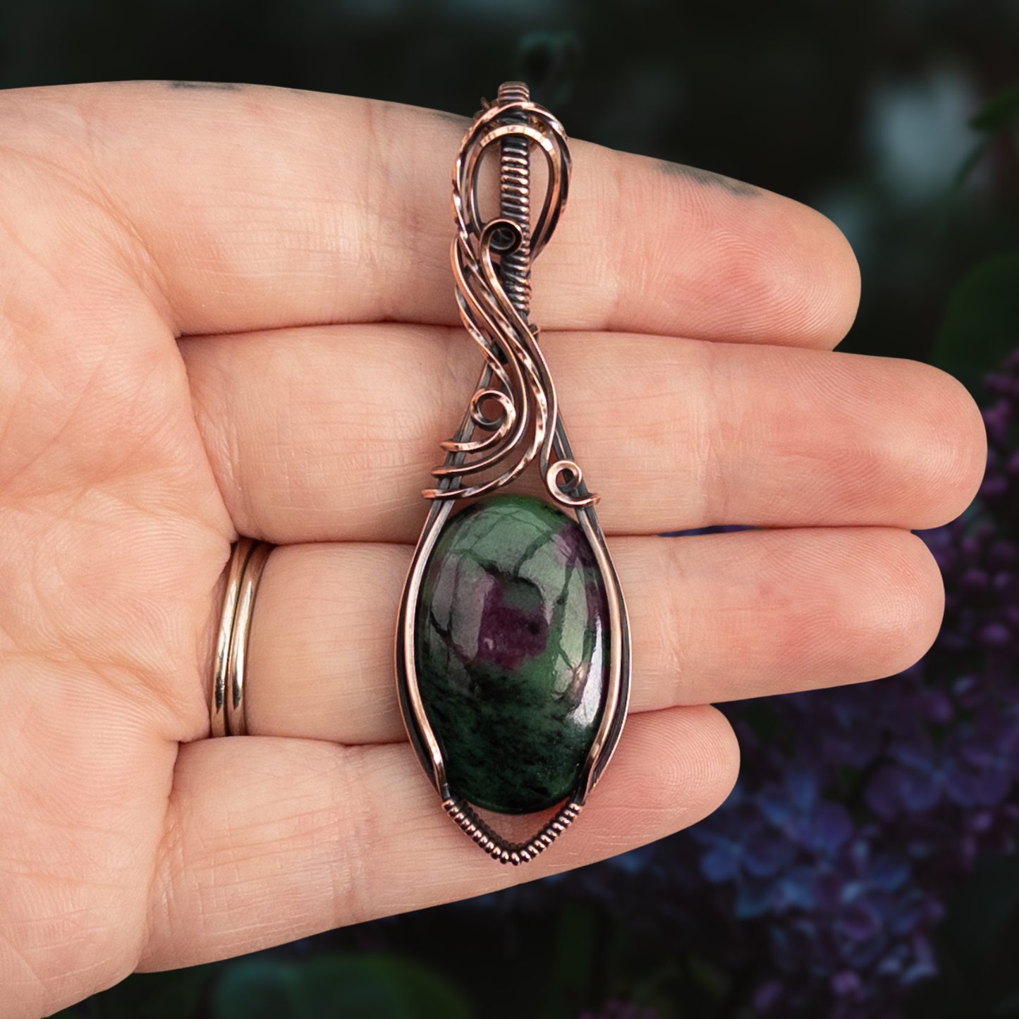 Ruby in Zoisite Antiqued Copper Pendant