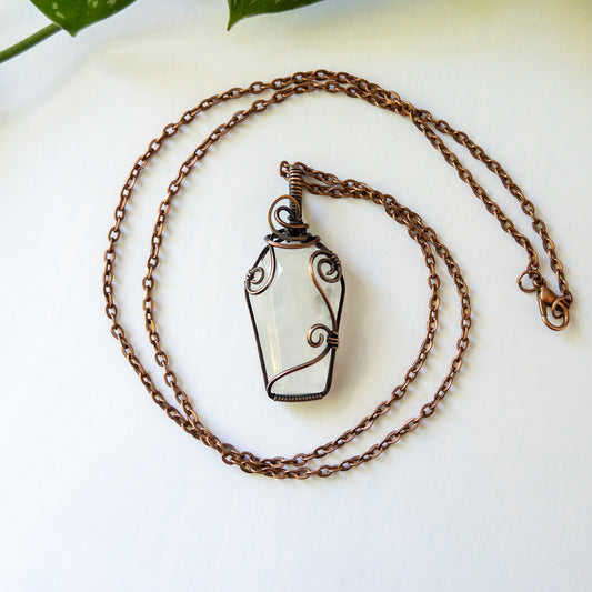 Coffin Pendant - Quartz & Copper