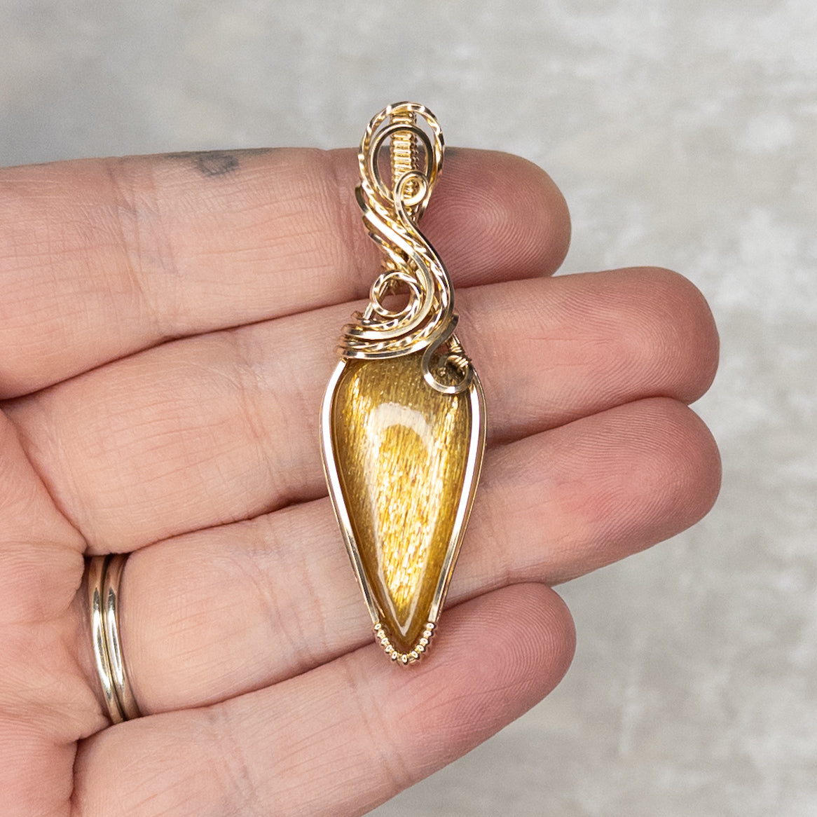 18.35ct. Meteor Shower Sunstone & 14K. Gold-Filled Pendant