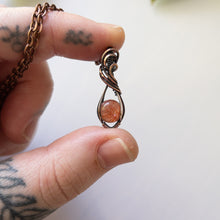 Load image into Gallery viewer, Mini Sunstone &amp; Antiqued Copper Wrapped Pendant
